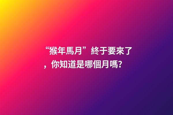 “猴年馬月”終于要來了，你知道是哪個月嗎？